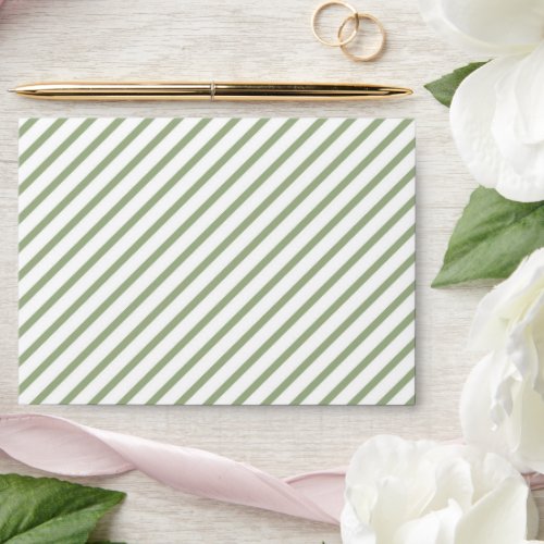 Sage Green White Stripes Pattern Envelope