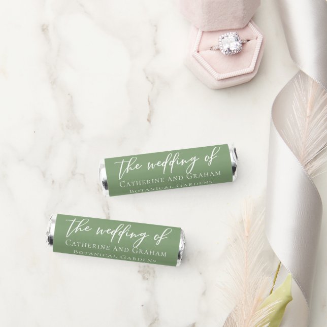 Sage Green White Typography Custom Wedding Breath Savers® Mints (Wedding)