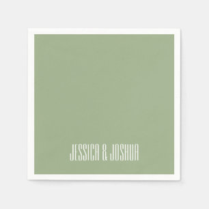 Sage Green White Ultra Modern Wedding Napkins