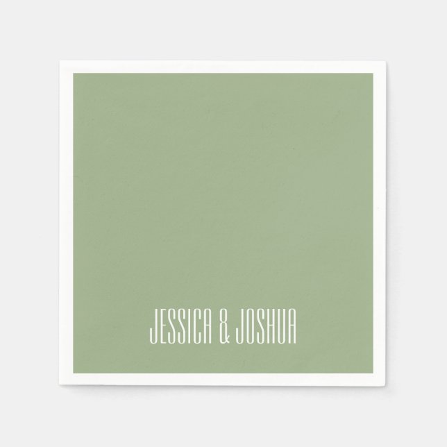 Sage Green White Ultra Modern Wedding  Napkins (Front)