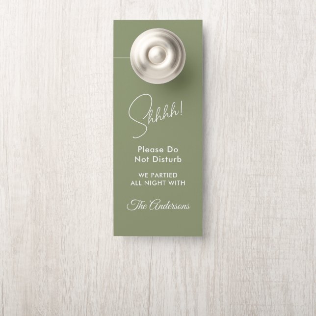 Sage Green White Wedding Door Hanger (On Knob)