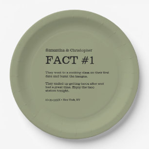 Sage Green White Wedding Fact Napkins Paper Plates
