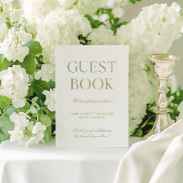 Sage Green & White Wedding Guest Book Sign Invitation