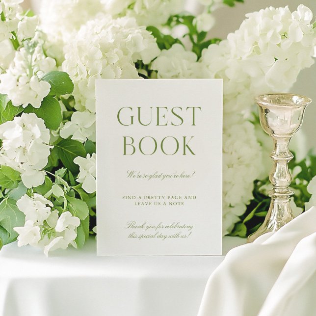 Sage Green & White Wedding Guest Book Sign Invitation (Sage Green & White Wedding Guest Book Sign)