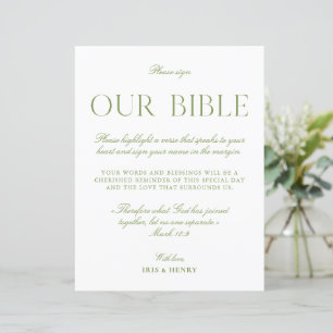Sage Green & White Wedding Our Bible Sign