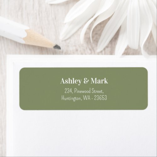 Sage Green White Wedding Return Address Label