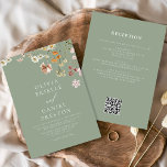 Sage Green Wildflower All in One QR Code Wedding Invitation<br><div class="desc">Immerse your guests in the romance of nature with our Boho Wildflower Garden Wedding Invitation. Inspired by the beauty of untamed blooms, this invitation captures the essence of a free-spirited celebration. The enchanting design features delicate wildflowers dancing amidst lush greenery, setting the perfect tone for your garden wedding. The boho-chic...</div>