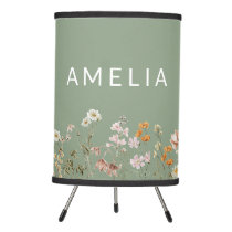 Sage Green Wildflower Baby in Bloom Floral  Tripod Lamp