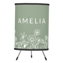 Sage Green Wildflower Baby in Bloom Floral  Tripod Lamp