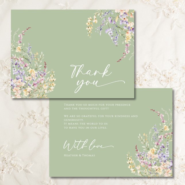 Sage Green Wildflower Baby Shower Thank You Card (Creator Uploaded)