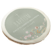 Sage Green Wildflower Baptism Garden In Bloom Sugar Cookie (Angled)