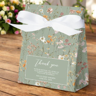 Sage Green Wildflower Boho Baby In Bloom Garden Favor Boxes