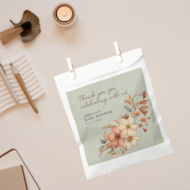 Sage Green Wildflower Boho Baby Shower Rustic Favor Bag (Creator Uploaded)