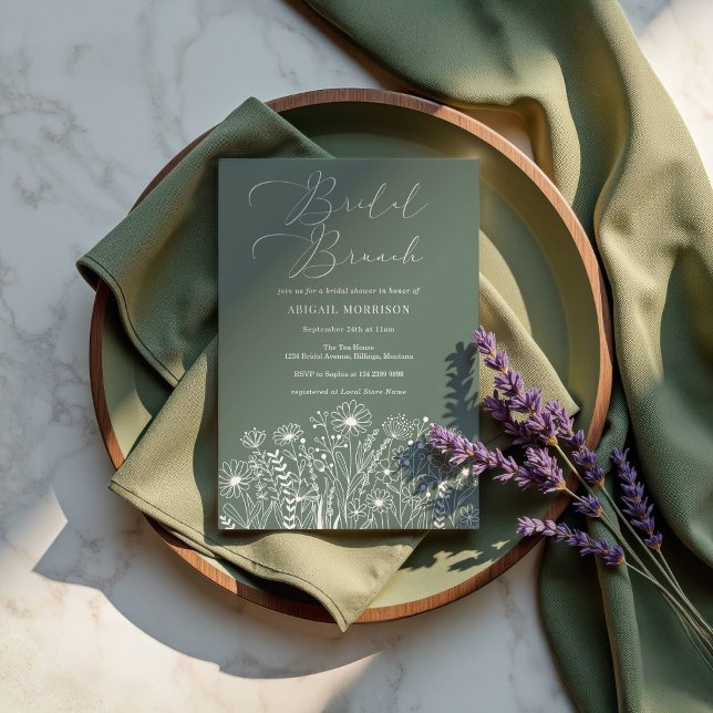 Sage Green Wildflower Boho Bridal Brunch Shower Invitation (Creator Uploaded)