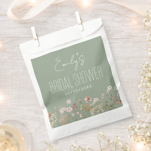 Sage Green Wildflower Boho Bridal Shower In Bloom Favor Bag