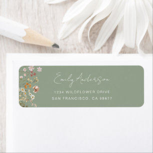 Sage Green Wildflower Boho Garden Return Address Label