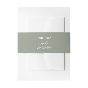 Sage Green Wildflower Boho Invitation Belly Band