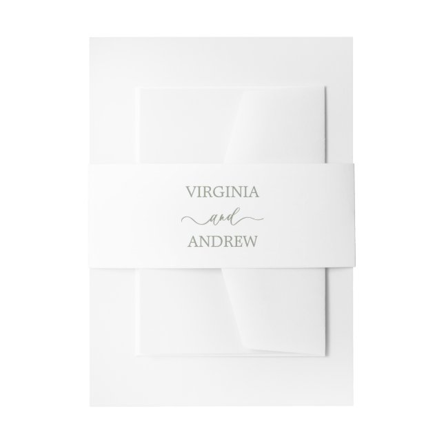 Sage Green Wildflower Boho Invitation Belly Bands Invitation Belly Band (Front Example)