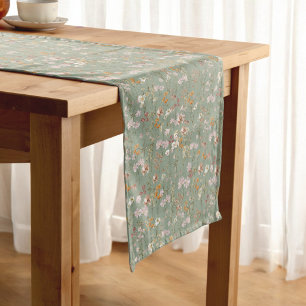 Sage Green Wildflower Boho Wedding In Bloom Garden Short Table Runner