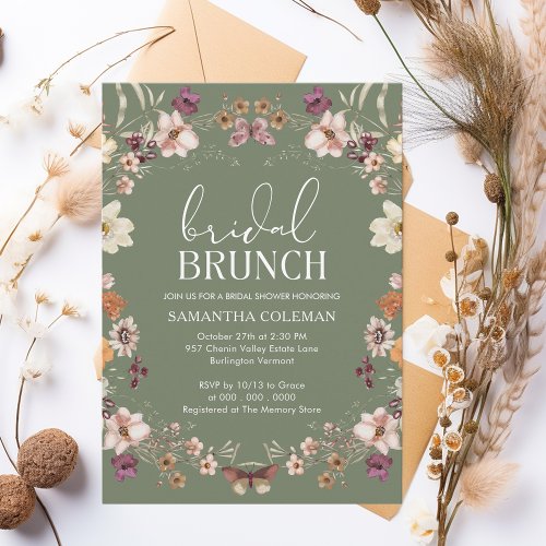 Sage Green Wildflower Bridal Brunch Bridal Shower Invitation