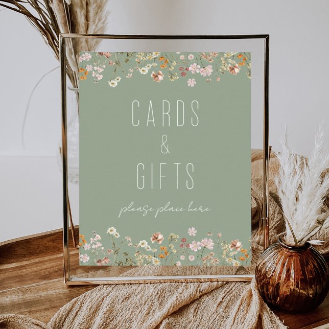 Sage Green Wildflower Bridal Shower Cards Gifts Poster (Creator Uploaded)