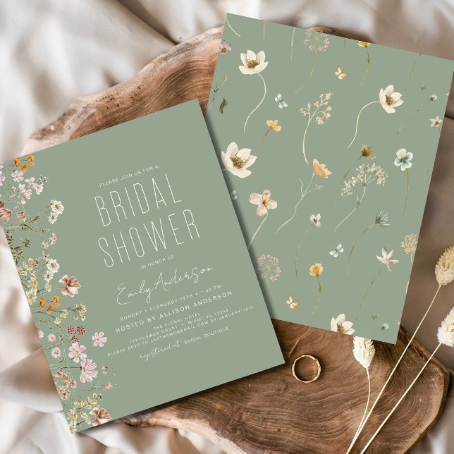 Sage Green Wildflower Bridal Shower Invitation (Creator Uploaded)