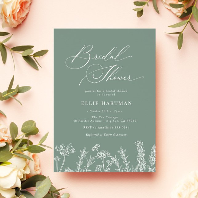 Sage Green Wildflower Bridal Shower Invitation (Creator Uploaded)