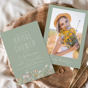 Sage Green Wildflower Bridal Shower Invitation Flyer