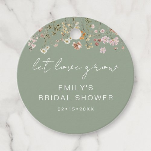 Sage Green Wildflower Bridal Shower Let Love Grow Favor Tags