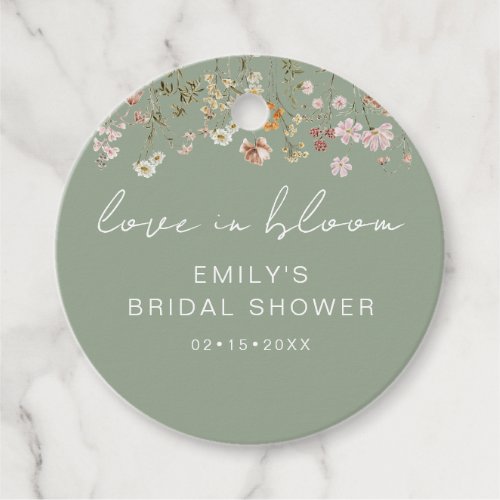 Sage Green Wildflower Bridal Shower Love in Bloom Favor Tags