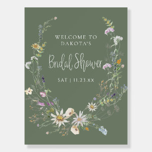 Sage Green Wildflower Bridal Shower Welcome Foam Board