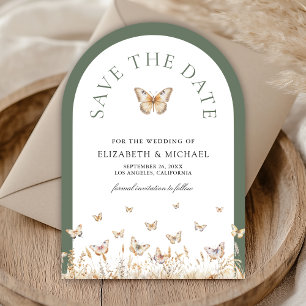 Sage Green Wildflower Butterfly Arch Photo Wedding Save The Date