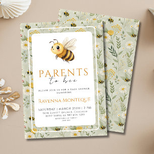 Sage Green Wildflower Custom Parents to Bee Shower Invitation