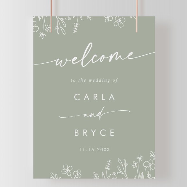 Sage Green Wildflower DIY Wedding Welcome Sign (Creator Uploaded)