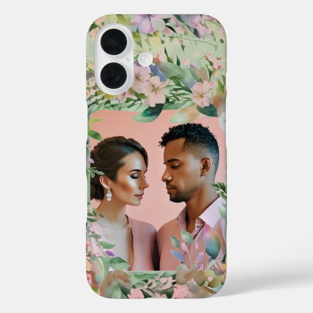 Sage Green Wildflower Elegance Wedding Photo Case-Mate iPhone Case (Back)
