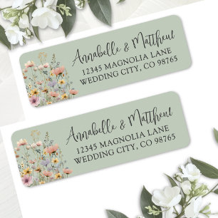 Sage Green Wildflower Floral Return Address Label