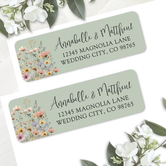 Sage Green Wildflower Floral Return Address Label (Sage Green Wildflower Floral Return Address Label )
