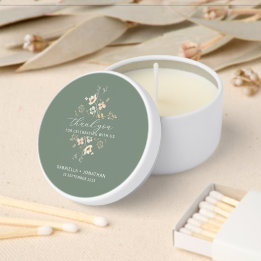 Sage Green Wildflower Floral Thank You Mini Candle Favors