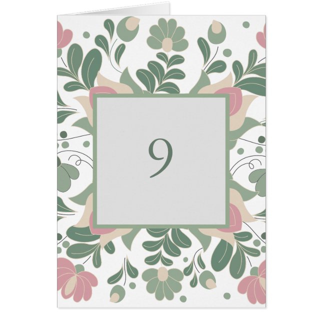 Sage Green Wildflower Folk Wedding Cards (Front)