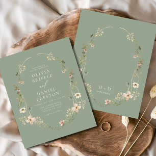 Sage Green Wildflower Garden Wedding Invitation Flyer