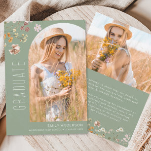 Sage Green Wildflower Graduation Announcement