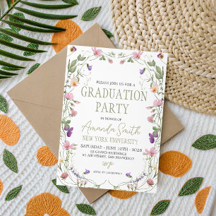Sage Green Wildflower Graduation Invite