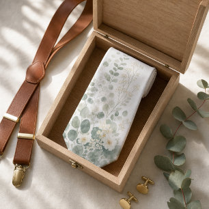 Sage Green Wildflower Meadow Wedding Groomsmen Neck Tie