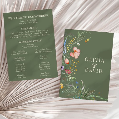 Sage Green Wildflower Meadow Wedding Program