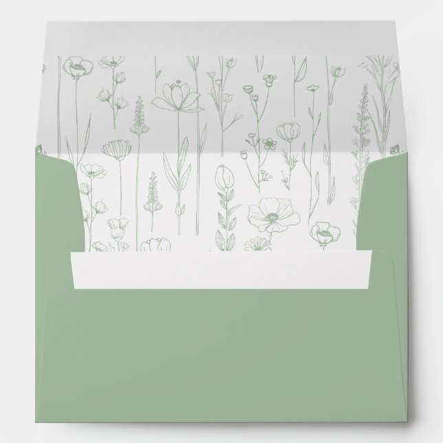 Sage Green Wildflower Printed Envelope Interior (Back (Bottom))