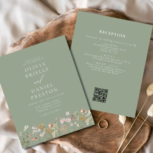 Sage Green Wildflower QR Code Garden Wedding