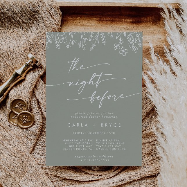 Sage Green Wildflower Rehearsal Dinner Invites (Creator Uploaded)