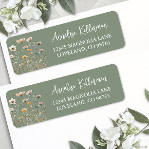 Sage Green Wildflower Return Address Label