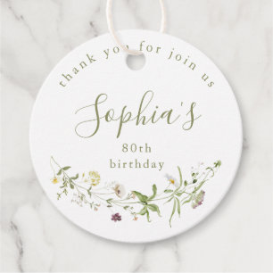 Sage Green Wildflower Rustic Boho Birthday Favor Tags