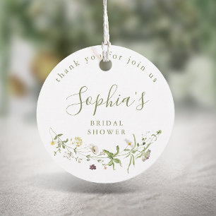 Sage Green Wildflower Rustic Boho Bridal Shower  Favor Tags